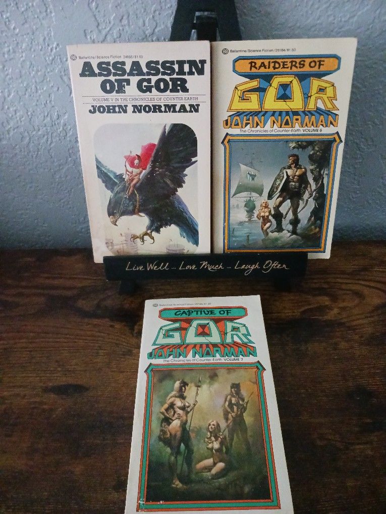 Lot of 3 Gor by John Norman Early 1970s Books 5, 6, 7 Assasins, Raiders, Capture