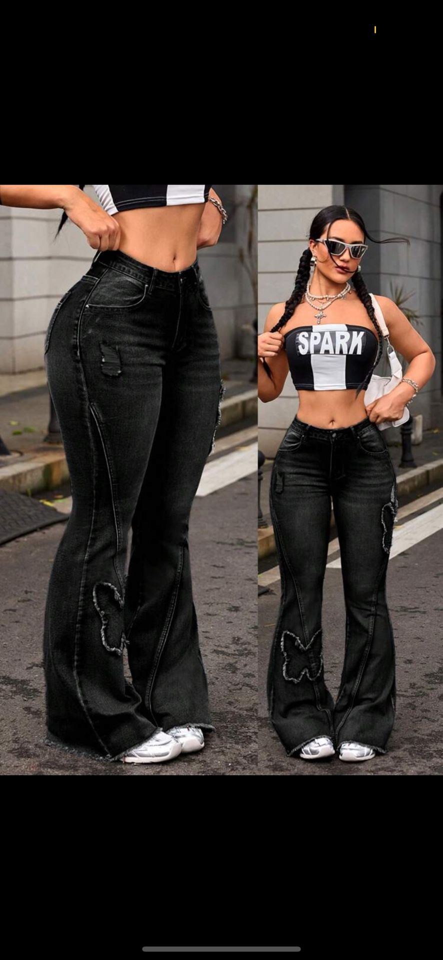 Butterfly Patch Flared Jeans