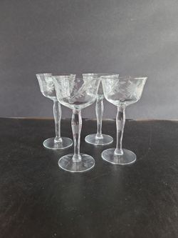 4 Etched Champagne Glasses From 50s - Pick Up In Grayslake Or Glenview 
