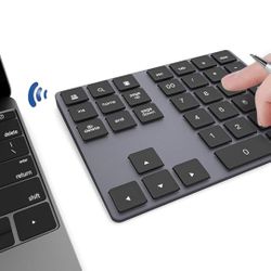 Bluetooth Number Pad Wireless Numeric Keypad USB-C Rechargeable External 34-K...