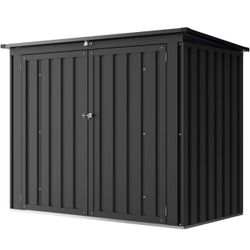 46 Cu. Ft Metal Storage Shed, Outdoor Trash Can Storage Shed, Waterproof Garbage Can Organizer with Chain Lid for Patio, Garden, Backyard, Dark Grey $