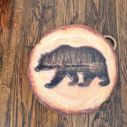 Rustic Bear Wood Slice Wall Art