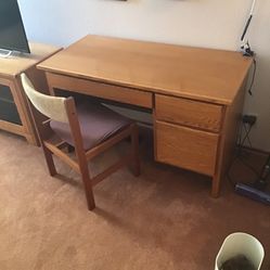Oak Desk and Chair
