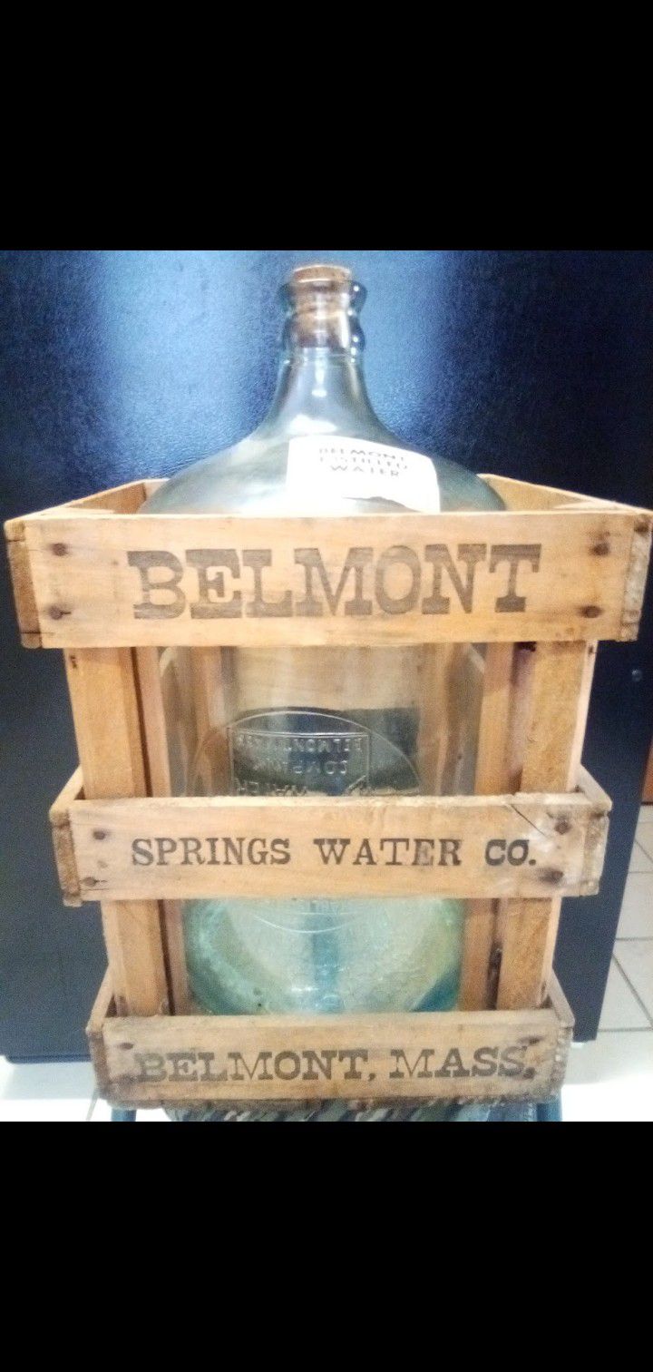 Antique Belmont Springs Water Bottle With Crate
