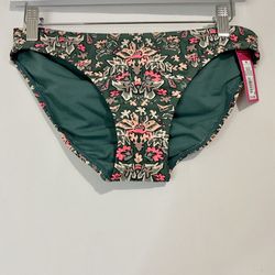 Xhilaration Women’s Hipster Bikini Swim Bottom Pine Green Print NWT