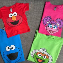 Custom Sesame Street Elmo Cookie Monster family matching T-shirts