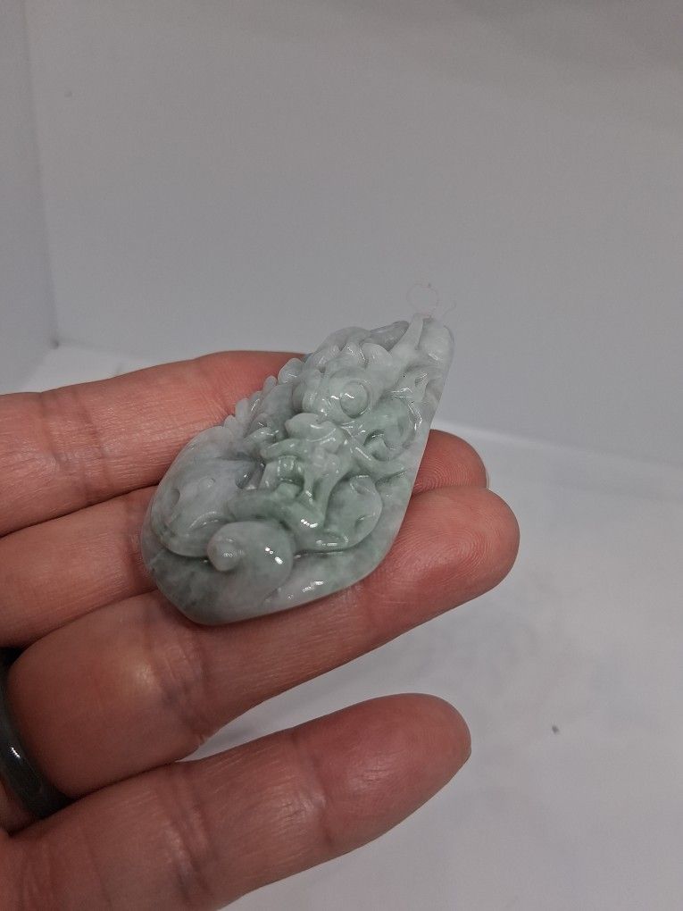 Certified A Green Icy Jade Jafeist Dragon Pdnt Rope 