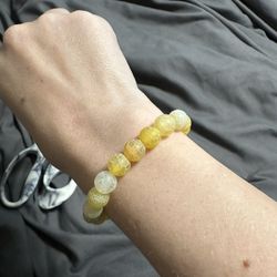 Frosted Yellow Crackle Agate Beaded Bracelet 