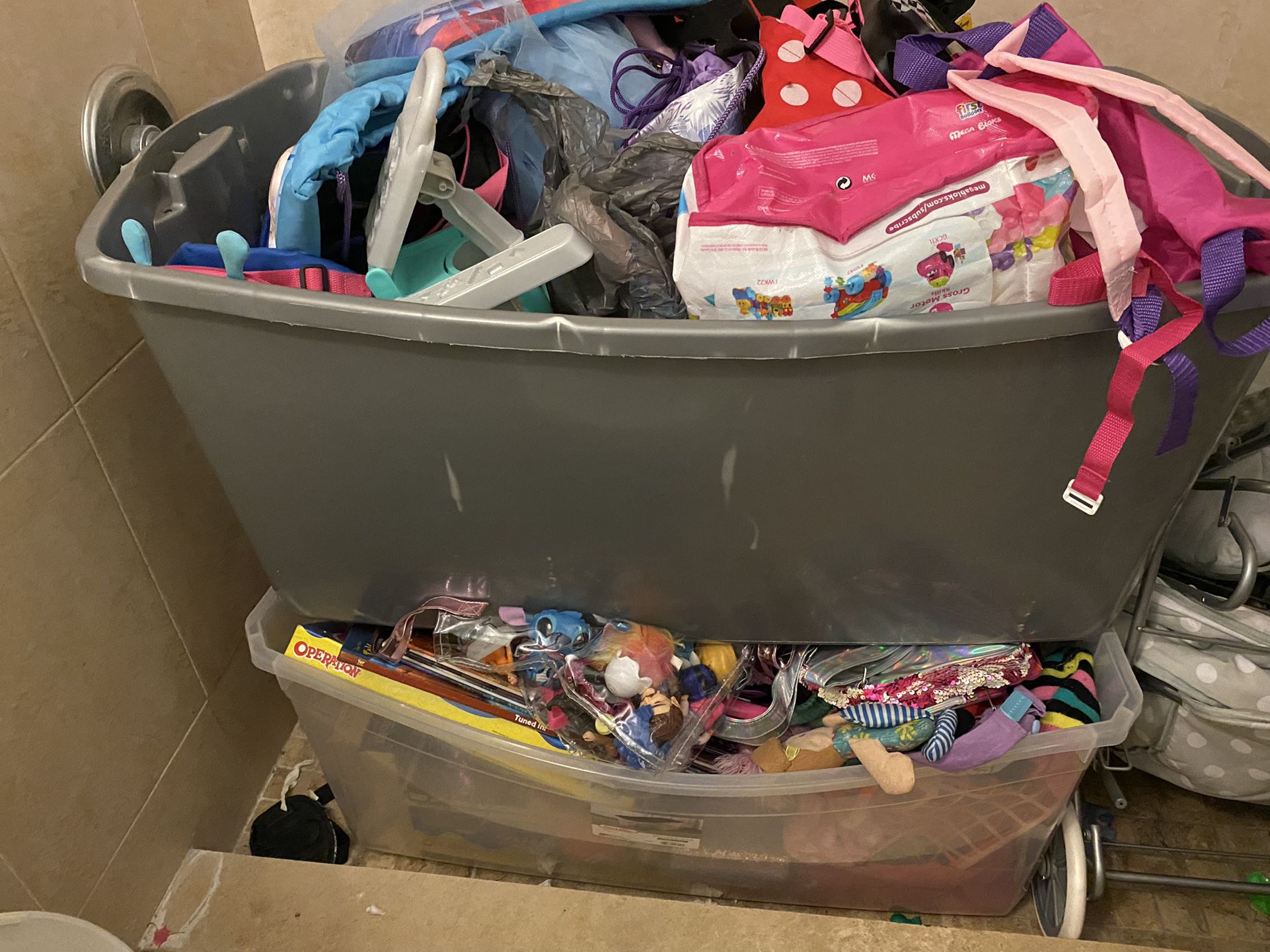 Two Huge Bins Filled With Mostly All New Toys 