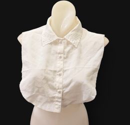 Vintage White Embroidered Detachable Lace Faux Collar Dickey Shirt