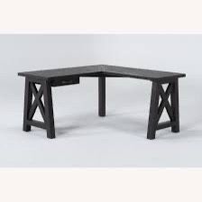 Living Spaces Jaxon Solid Wood L Desk - Used