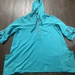 Womans Teal Sweater Tunic Style Shirt Size 1x By Susan Graver #19