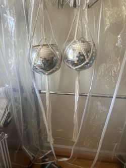 Set of 2 Disco Ball Hanging Planters