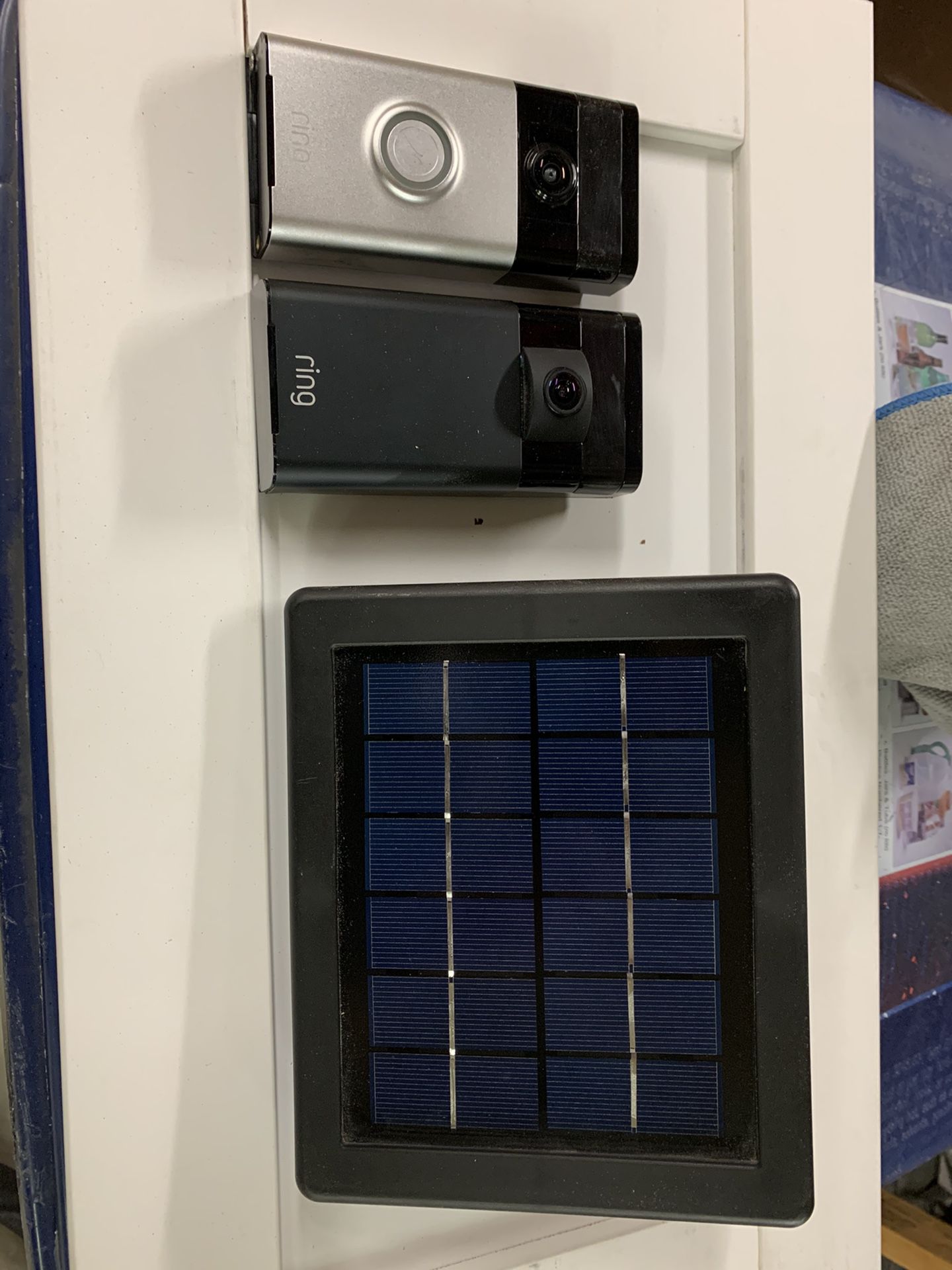 Ring and stick up cam with solar panel