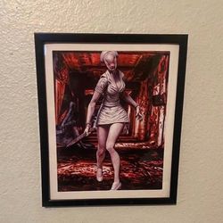 Silent hill nurse custom art piece on black frame