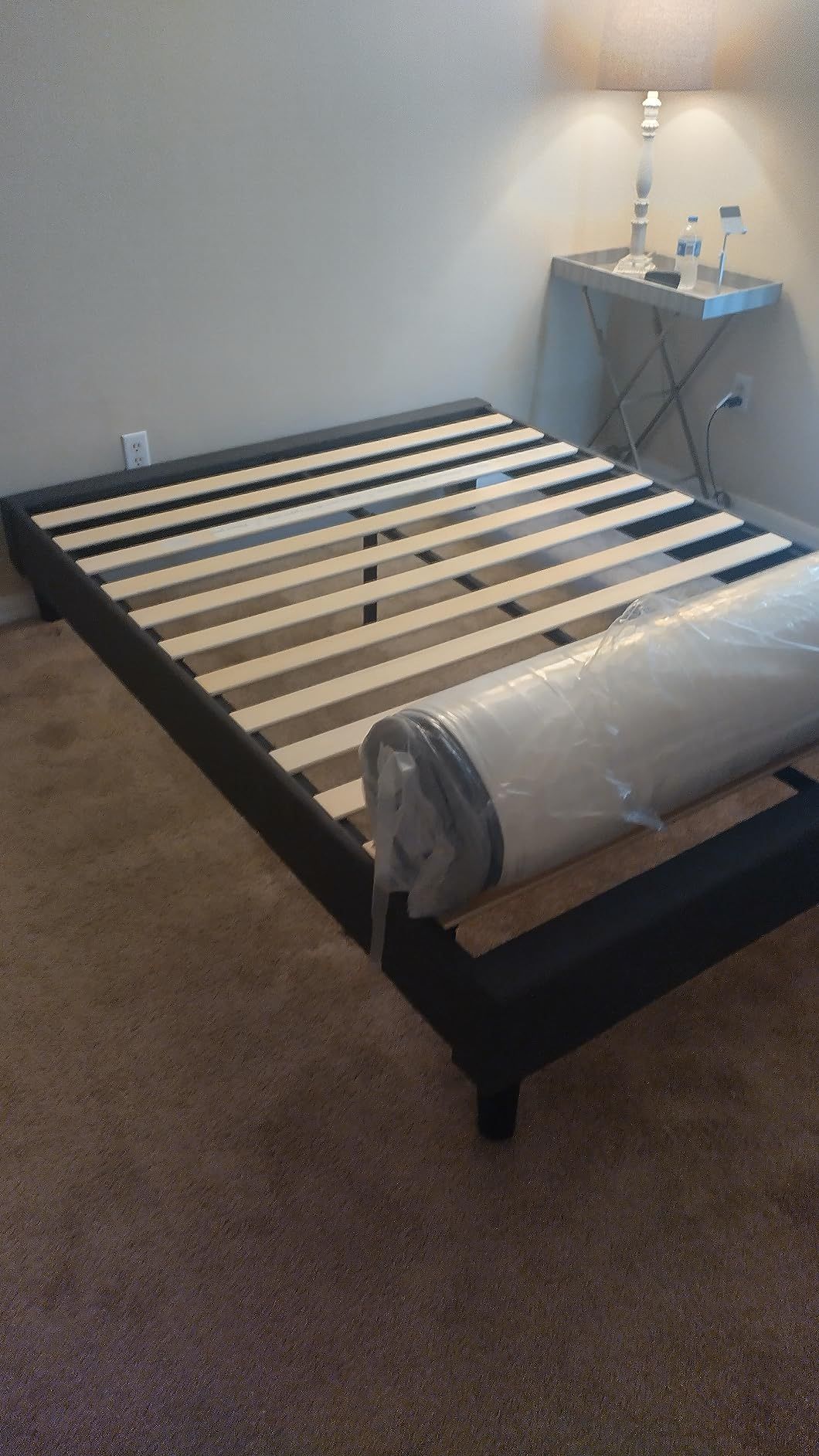New Gray Queen Size Upholstered Platform Bed Frame $100 Or $280 With Mattress Included