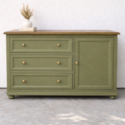 Olive Green Solid Wood Buffet / TV Stand