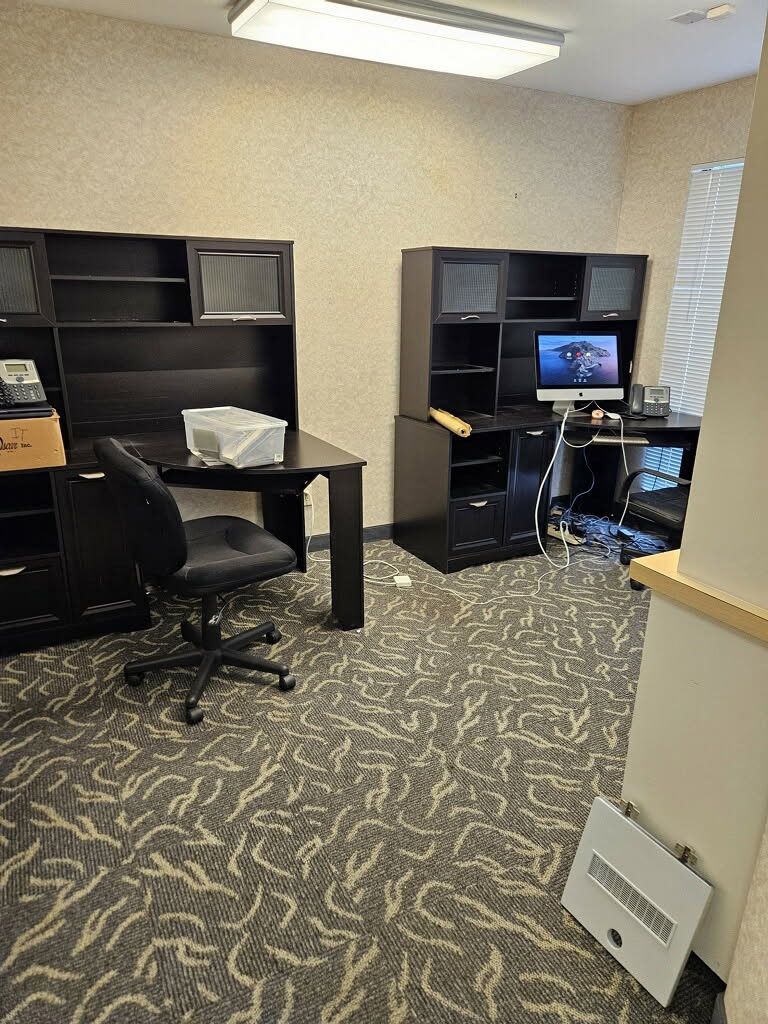 2 Computer Wood Table with Storage Drawers Hutch Cabinet