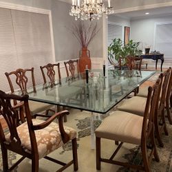 Glass Dining Room Table & 8 Chairs 