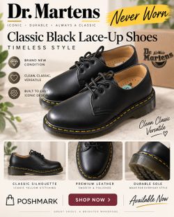 Dr. Martens Classic Black Lace-Up Shoes