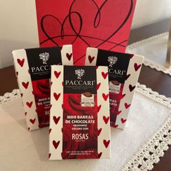  PACCARI Chocolate 3 Minibars Roses Gift packs | Natural  Dark Organic vegan  | 1.06 Oz Each