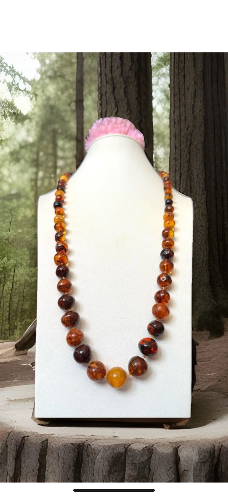 Vintage & Gorgeous Marbled,Graduated,Knotted Mix Color Baltic Amber Necklace 29”inch & 48grams