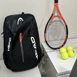 Tennis racket with new bag