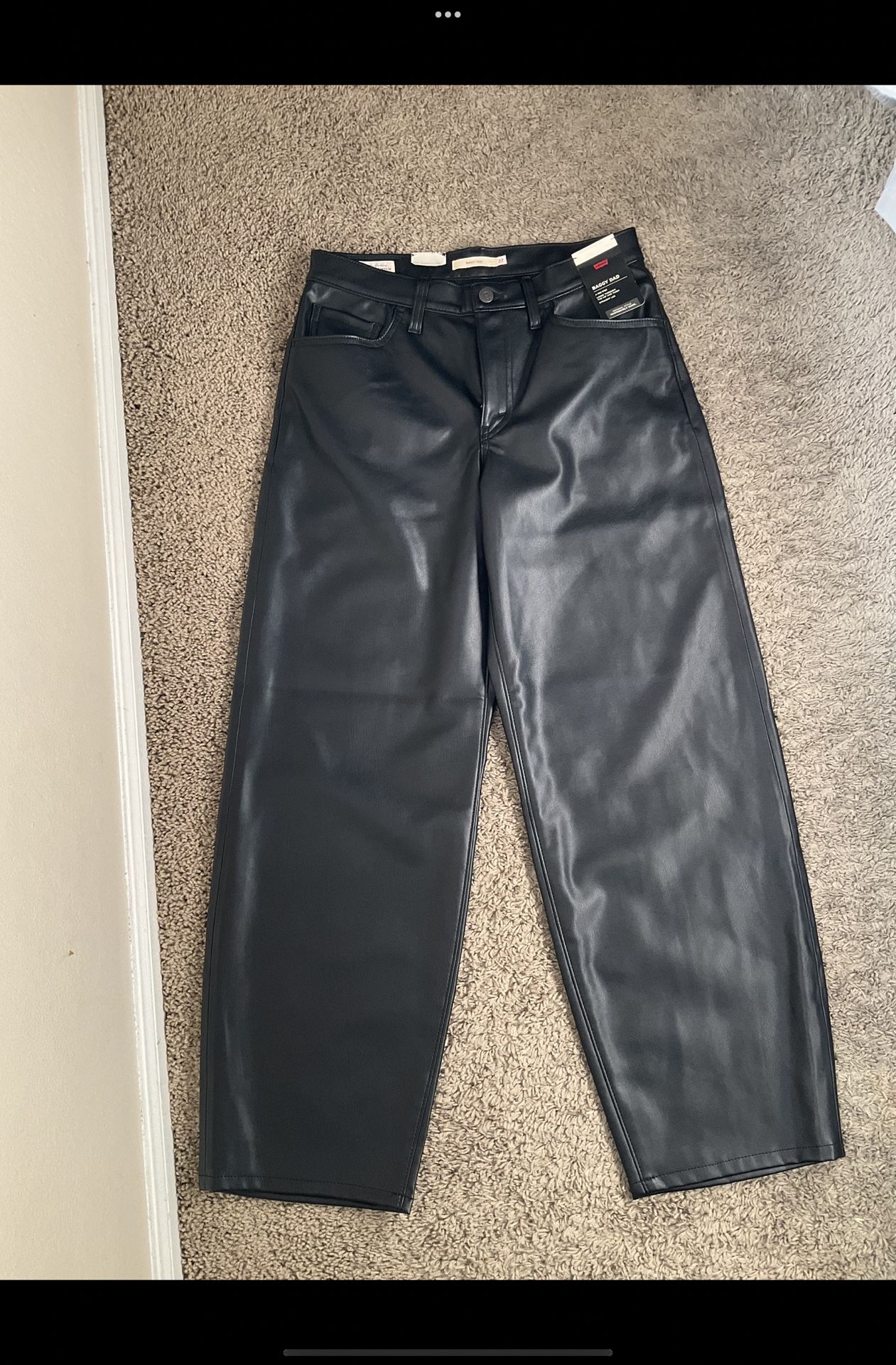 Brand New Levi's Women's Faux Leather Baggy Dad Pants