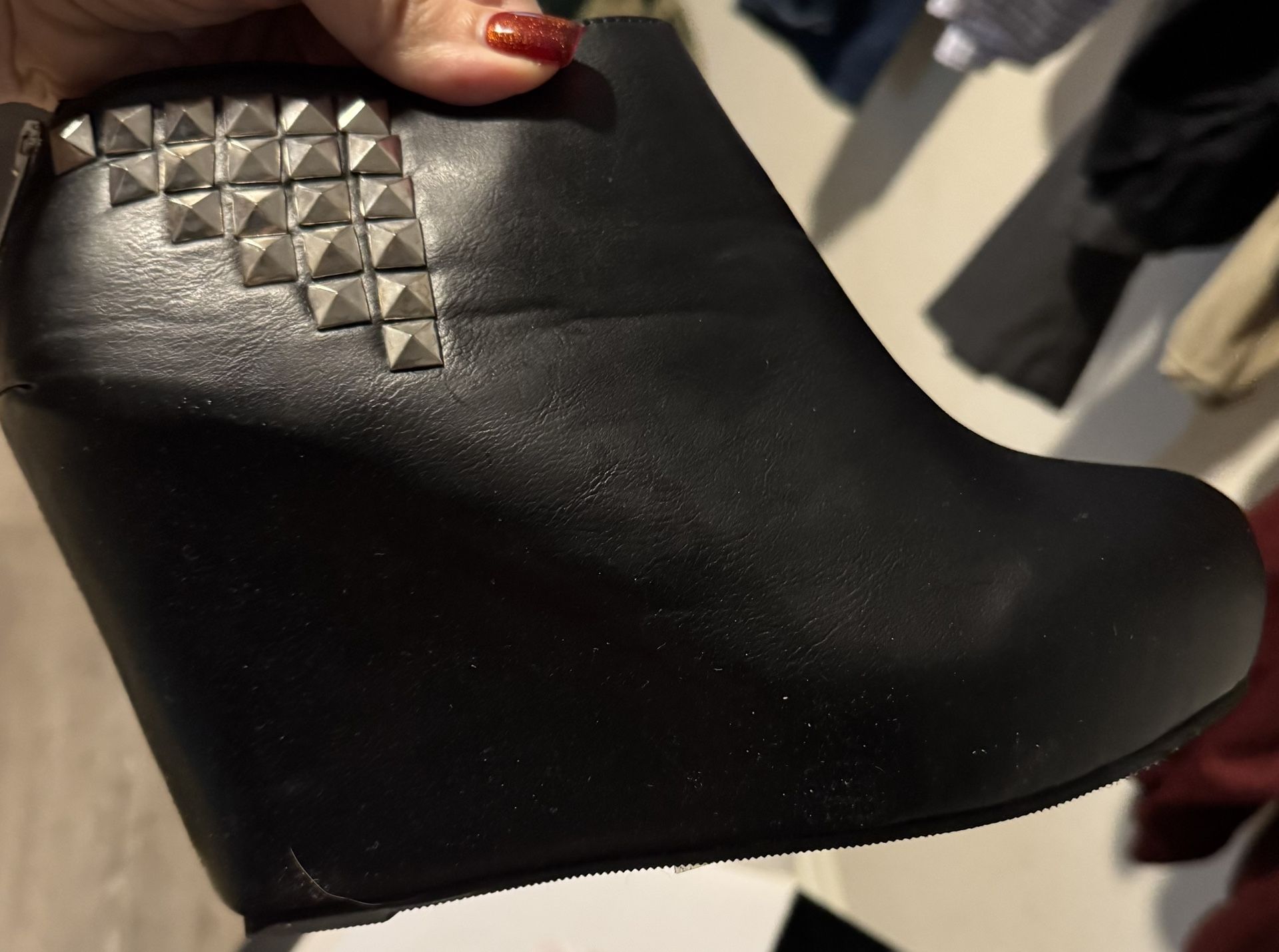 Torrid Black Wedge Bootie With Studs-Size 11