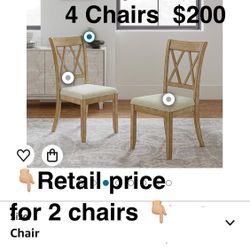HULALA HOME Farmhouse Wood Dining Room Chairs Set of 2(Natural)