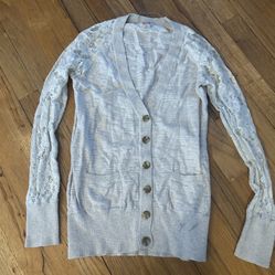 Size small cardigan with lace sleeves 