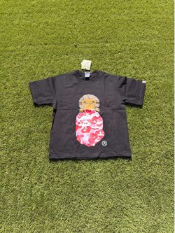 BAPE ABC Camo Milo On Big Ape Head T-Shirt Black Pink | A Bathing Ape