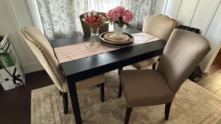 Wood Dinning Table with 4 Upholstered Chairs $150 OBO
