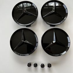 For Mercedes Benz Wheel Rim Center Caps And Tire Air Caps  (8 Pieces Set)