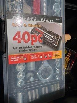 40pc SAE & Metric Ratchet Socket Driver Bit Set