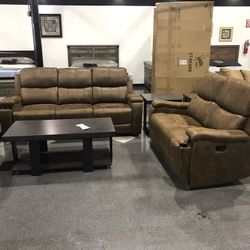 Reclining Sofa And Love Seat With Cup Holders