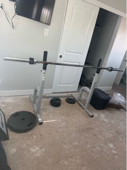Olympic Barbell and Bench Press Squat Rack