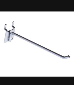 8” Peg Hook for up to 1/8" Thick Metal Pegboard, 1" On Center, Metal -Chrome