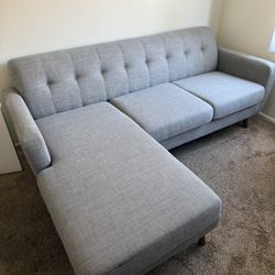 86” Gray Sofa – Convertible to L-Shape