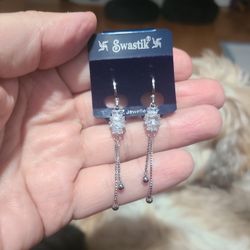 SwastiK CZ Earrings "RARE" NEW