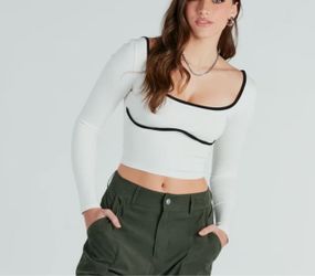 White long sleeve top