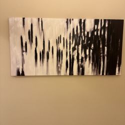 Abstract Black & White Canvas Painting – 48” x 24”