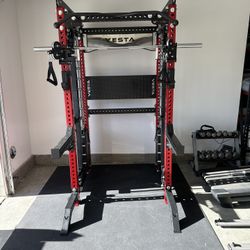PRO SERIES Ultimate 3-1 Half Rack Functional Trainer w/Smith Machine Bar | 400lb Stack | Gym Equipment | Fitness | Commercial | Squat Rack 