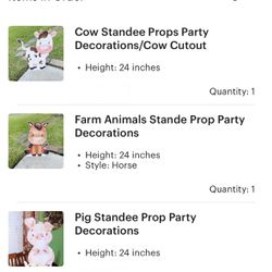 Farm Animals Stand Prop Party Decorations Horse Cow Pig 24Inches