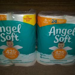 (2) Angel Soft Toilet Paper 6 mega = 24 reg. rolls 