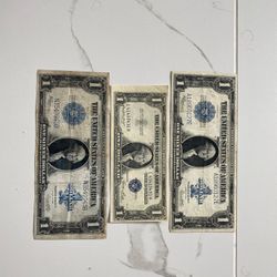 2 1923 $1 Silver Certificate Note Large Size Currency