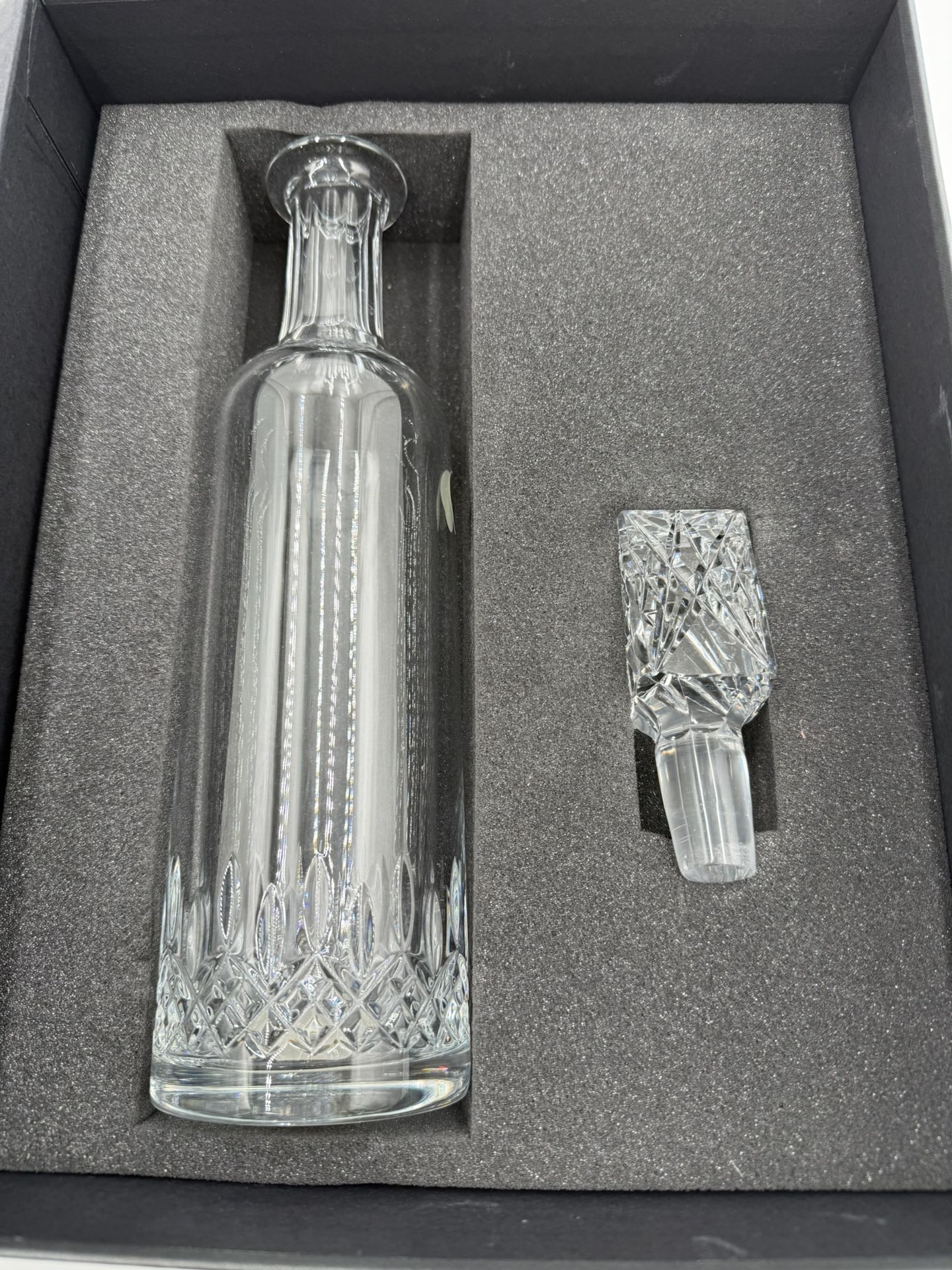 Waterford Crystal Cut Glass Decanter w/ Stopper & Box – Lismore Style