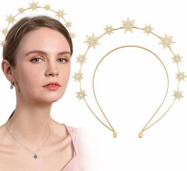 Gold star headband with star-shaped embellishments