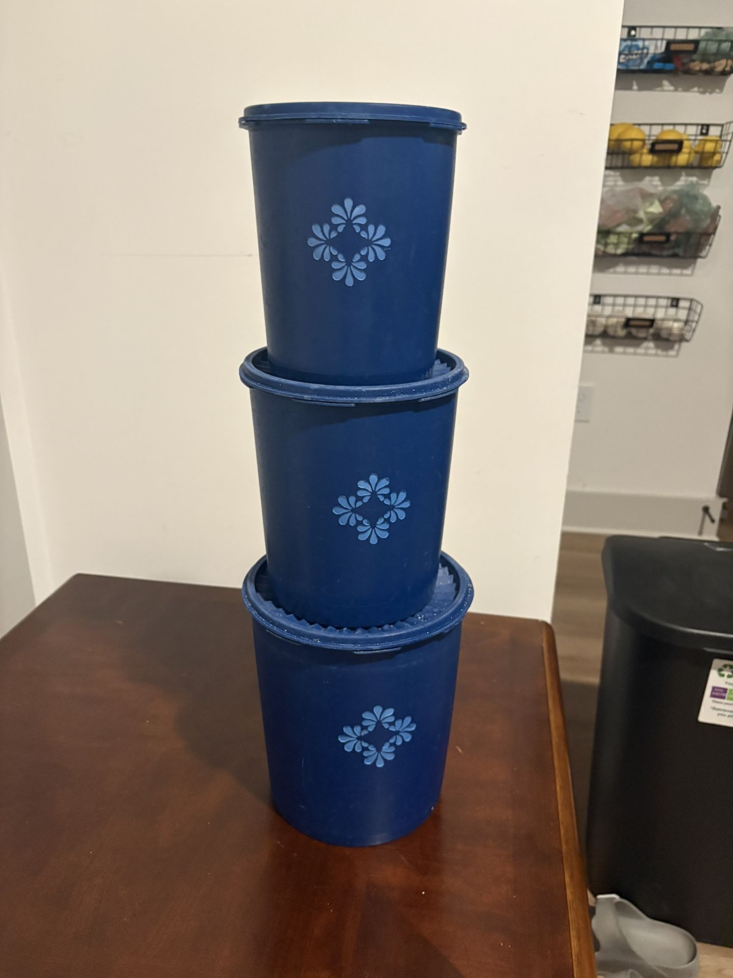 Vintage Tupperware Nesting Canisters Blue