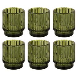 Koyal Olive Green Ribbed Votive Candle Holder